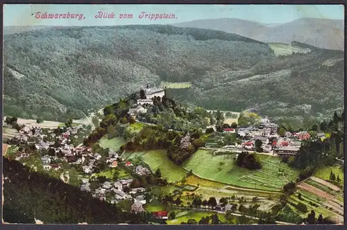 Schwarzburg, Blick vom Trippstein. - Postkarte Ansichtskarte AK postcard