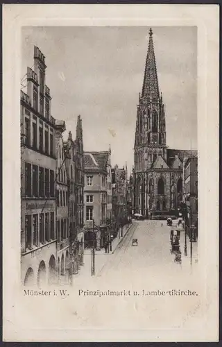 Münster i. W. - Prinzipalmarkt u. Lambertikirche. -  Postkarte Ansichtskarte AK postcard