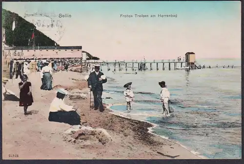 Sellin. - Frohes Treiben am Herrenbad - Insel Rögen Postkarte Ansichtskarte AK postcard