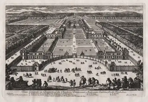 Veue Generale en Perspective du Chasteau Basse-Court...- Chateau de Richelieu Indre-et-Loire Schloß castle jar