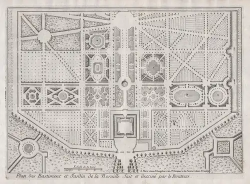 Plan des Batiment et Jardin de la Norwille... - Chateau de la Norville jardin garden Garten Architektur archit