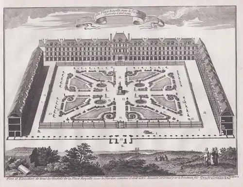 La Place Royalle avec le Jardin comme il doit estre - Paris Place des Vosges Royale jardin Architektur archite