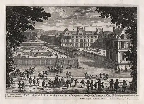 Autre veue de la Cour des Fontaines et de la Gallerie d'Ulisse a Fontaine-bleau. - Paris Chateau de Fontainebl
