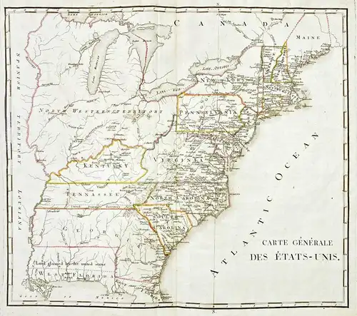 Carte Generale des Etats-Unis - United States USA / America Amerika Amerique / Virginia Kentucky Tennessee Sou