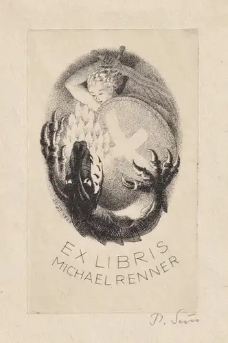 Ex Libris Michael Renner - Exlibris Radierung engraving bookplate Ex Libris
