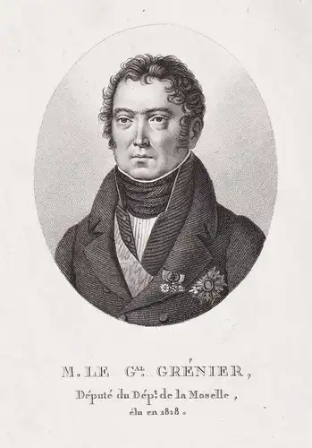 M. le Gal. Grenier - Paul Grenier (1768-1827) French general French Revolution Moselle Portrait