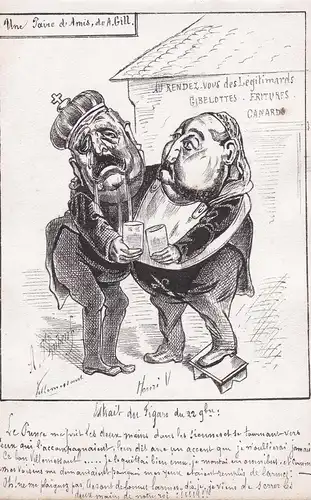 Une Paire d'Amis - Henri d'Artois & Hippolyte de Villenessant / caricature Karikatur