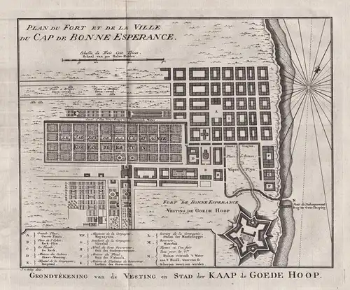 Plan du Fort et de la Ville du Cap de Bonne Esperance - Cape Town South Africa Südafrika