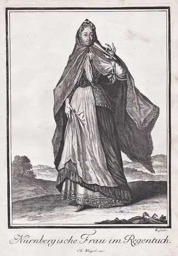 Nürnbergische Frau im Regentuch - Nürnberg Trachten Frau woman wife costumes