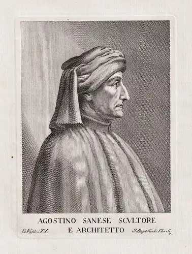 Agostini Sanese scultore e architetto - Agnola di Ventura (1290-1349) Italian architect Architekt Portrait
