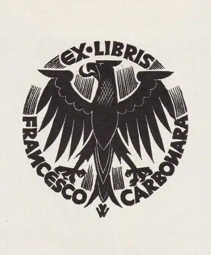 Ex Libris Francesco Carbonara - Exlibris Adler Holzschnitt woodcut bookplate Ex Libris