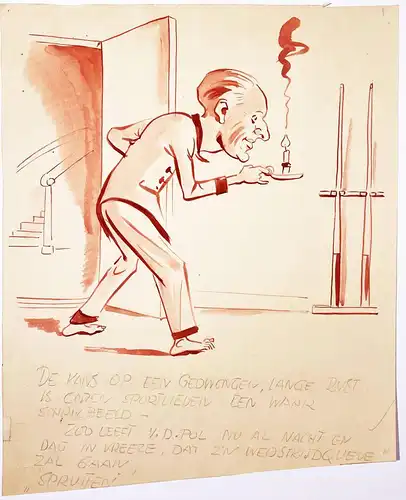 De Kans op een gedwongen, lange Rust ... - Piet van de Pol (1907-1996) Billard billiards Cue sports billiard /