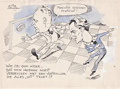 Een Meesterlijke Kop Bal - Fußball football Voetbal Nederland Dutch / caricature Karikatur