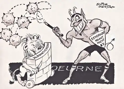Eendracht Maakt Macht - Fußball football Voetbal Deurne devil Teufel / caricature Karikatur