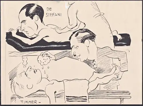 De Stefani / Timmer - Tennis Giorgio de Stefani (1904-1992) Hendrik Timmer (1904-1998) / caricature Karikatur