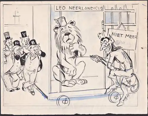 Leo Neerlandicus - football Fußball voetbal devil Teufel Löwe lion / caricature Karikatur