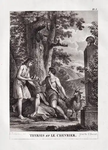Thyrsis et le Chevrier - Thyrsis und der Ziegenhirte / Theokrit Greek antiquity Antike Altertum / Mythologie m