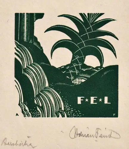 F. E. L - Exlibris ex-libris Ex Libris Australien Australia bookplate