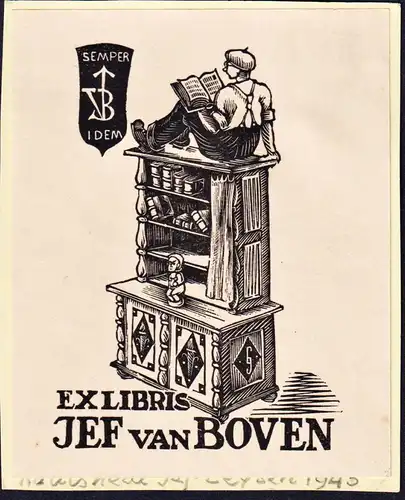 Exlibris Jef van Boven - Exlibris ex-libris Ex Libris bookplate