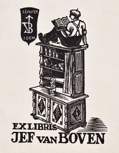 Exlibris Jef van Boven - Exlibris ex-libris Ex Libris bookplate