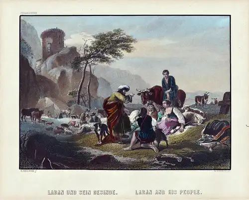 Laban und sein Gesinde / Laban and his people - Laban the Aramean / Bible Bibel