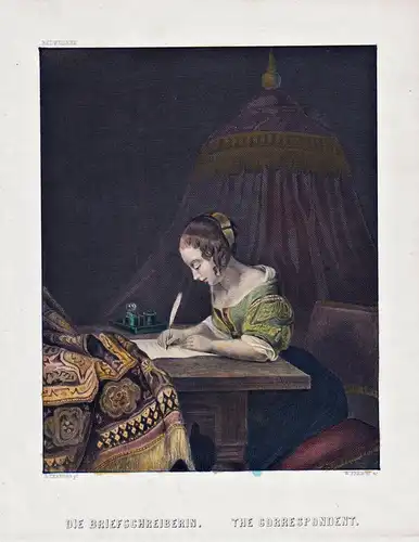Die Briefschreibering / The Correspondent - Woman sitting at the desk, writing a letter / femme Frau