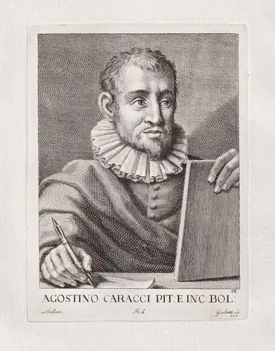 Agostino Caracci Pit. Inc. Bol - Agostino Caracci (1557-1602) Italian painter engraver Bologna Portrait