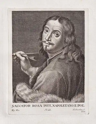 Salvator Rosa Pitt. Napoletano e Poe. - Salvator Rosa (1615-1673) Italian painter poet Maler Dichter Portrait