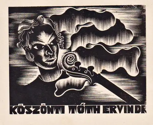 Köszönti Toth Ervinor - Exlibris ex-libris Ungarn Hungary bookplate