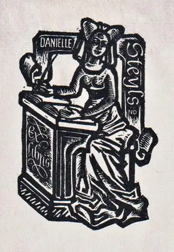 Danielle Steyls - Frau mit Buch / Exlibris ex-libris Ex Libris bookplate