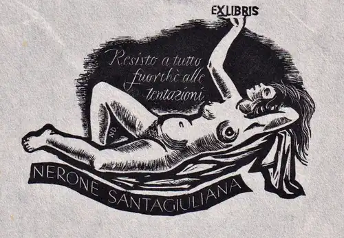 Ex Libris Nerone Santagiuliana -  Frau woman Exlibris ex-libris Ex Libris bookplate