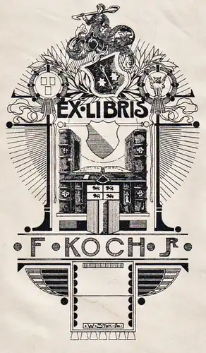 Ex Libris F. Koch - Wappen coat of arms Exlibris ex-libris Ex Libris bookplate