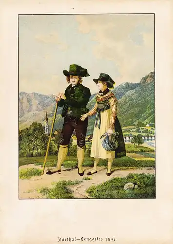 Isarthal - Lenggries 1848 - Pullach im Isartal LK München Oberbayern Bayern / Tracht Trachten costume costume
