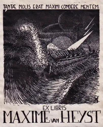 Ex Libris Maxime van Heyst - Meer Blitz Wellen Exlibris ex-libris Ex Libris bookplate