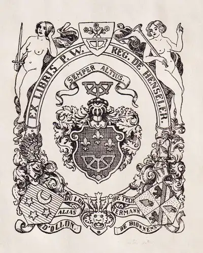 Ex Libris P.W. Reg. de Henseler - Wappen coat of arms Exlibris ex-libris Ex Libris bookplate