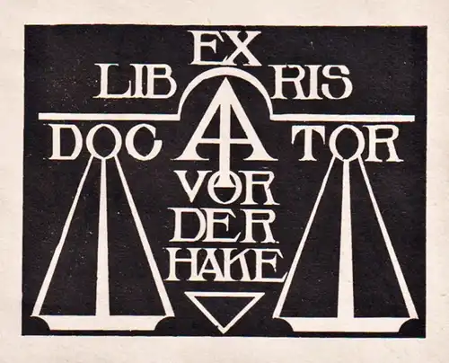 Ex Libris vor der Hake - Jan Arend vor der Hake Medizin medicine Belgium Belgien Exlibris ex-libris Ex Libris