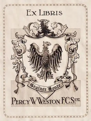 Ex Libris Percy Weston - Wappen coat of arms Exlibris ex-libris Ex Libris bookplate