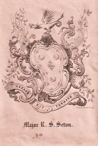 Major R. S. Seton - Wappen coat of arms Exlibris ex-libris Ex Libris bookplate