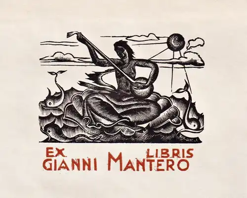 Ex Libris Gianni Mantero - Italia Italy Italien Exlibris ex-libris Ex Libris bookplate