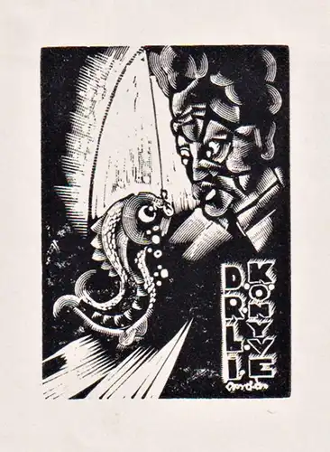 Ex Libris D.R.L.I. Könyve - Exlibris ex-libris Fisch fish Ungarn Hungary bookplate