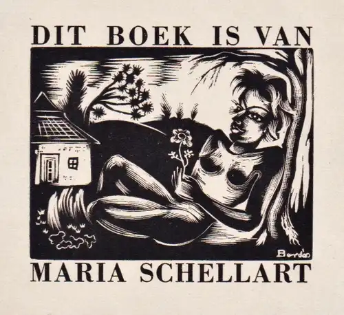 Ex Libris Dit Boek is Van - Maria Schellart - Exlibris ex-libris Frau women / Erotik erotic / Ungarn Hungary b