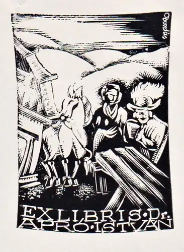 Ex Libris Dr. Apro Istvan - Exlibris ex-libris Pferd horse Ungarn Hungary bookplate