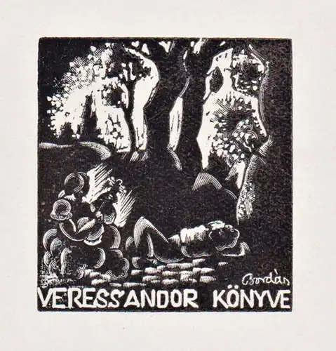 Ex Libris Vepress Andor Könyve - Exlibris ex-libris Baum tree Ungarn Hungary bookplate