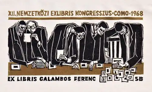 XII. Nemzetközi Exlibris Kongresszus Como 1968 Ex Libris Galambos Ferenc - Exlibris ex-libris bookplate