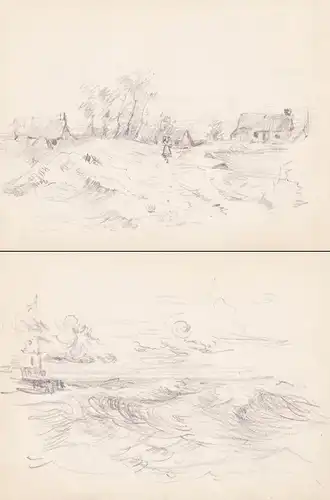 (Rural landscape, Verso: seascape / Landschaften) / Zeichnung dessin drawing / Marine