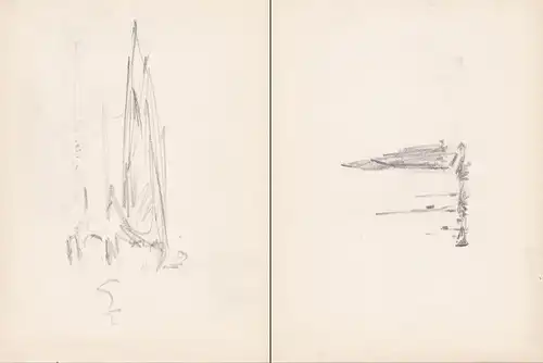 (Various sketches, perhaps sailboats? / Verschiedene Skizzen - Segelboote?) / Zeichnung dessin drawing / Marin