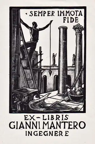 Ex-Libris Gianni Mantero - Exlibris ex-libris bookplate / Italia Italy Italien