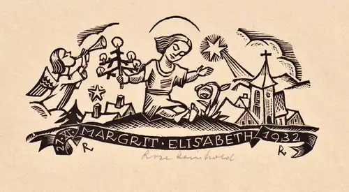 Margrit Elisabeth 1932 - Exlibris ex-libris bookplate