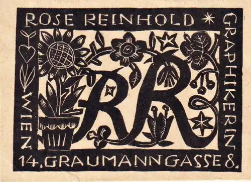Rose Reinhold Graphikerin - Exlibris ex-libris bookplate
