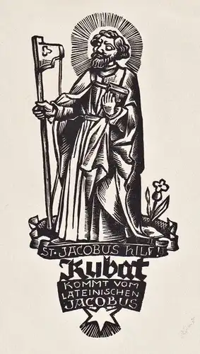 St. Jakobus hilf! Kubat - Exlibris ex-libris bookplate